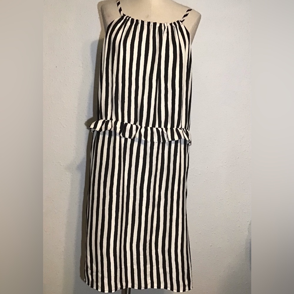 Loft women’s spaghetti strap striped dress size 16